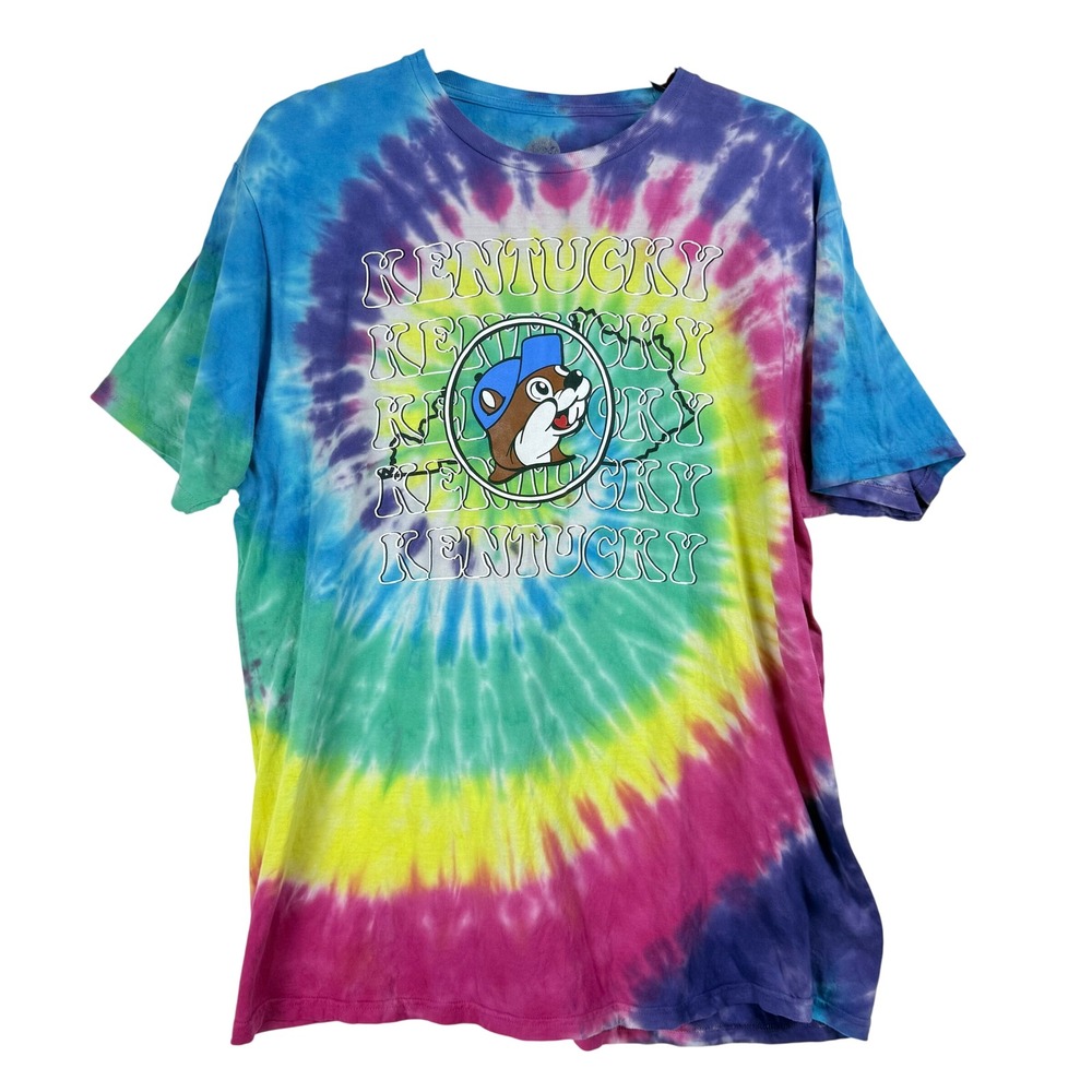 Buc-ee's Kentucky T-Shirt Mens Rainbow Tie Dye Graphic Retro Hippie Psychedelic